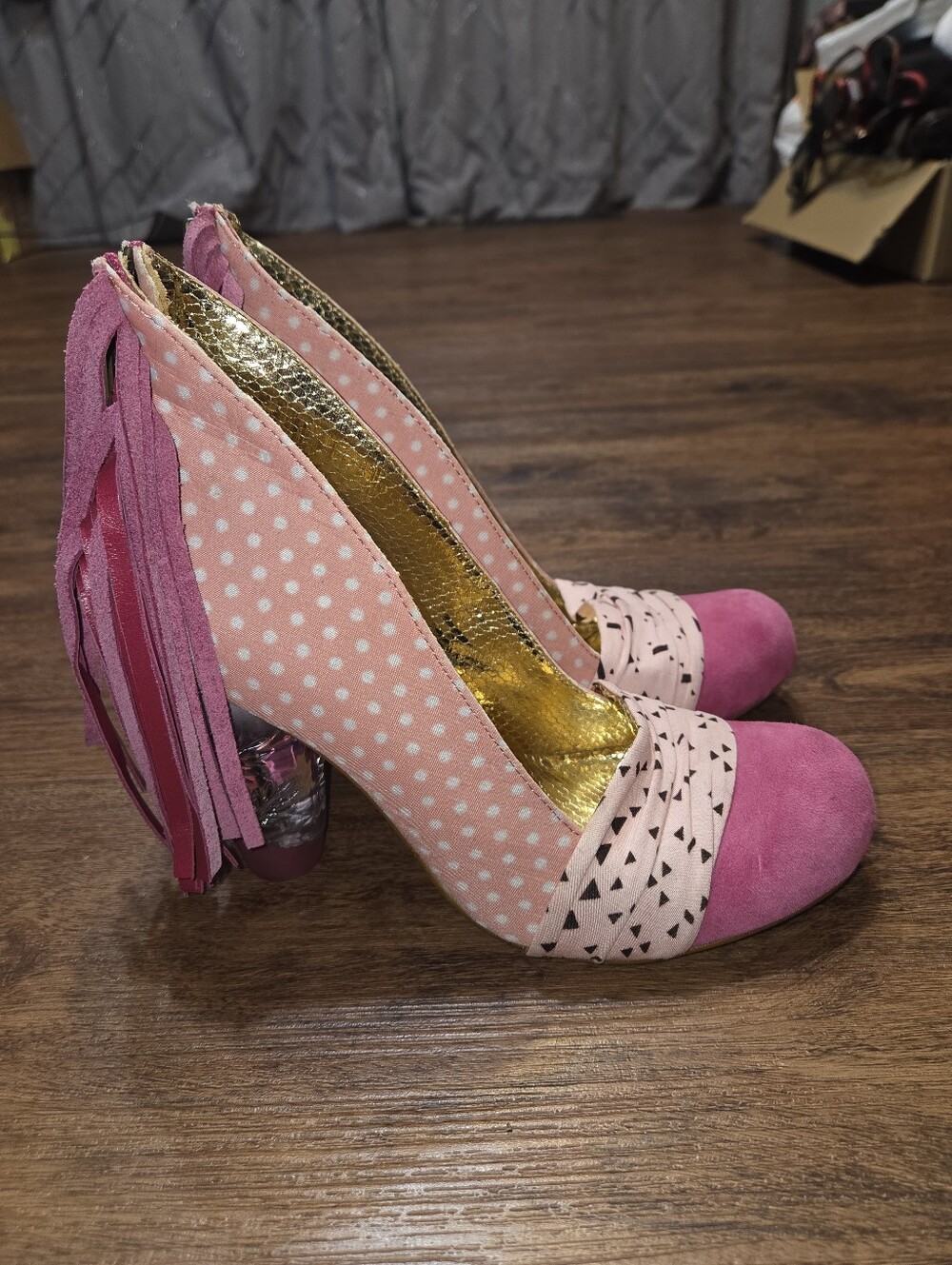 Irregular Choice Pink Polka Dot Pumps Heels Shoes 7.5